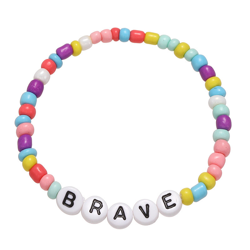 Simple Style Irregular Glass Letter Beads Kid's Bracelet Set