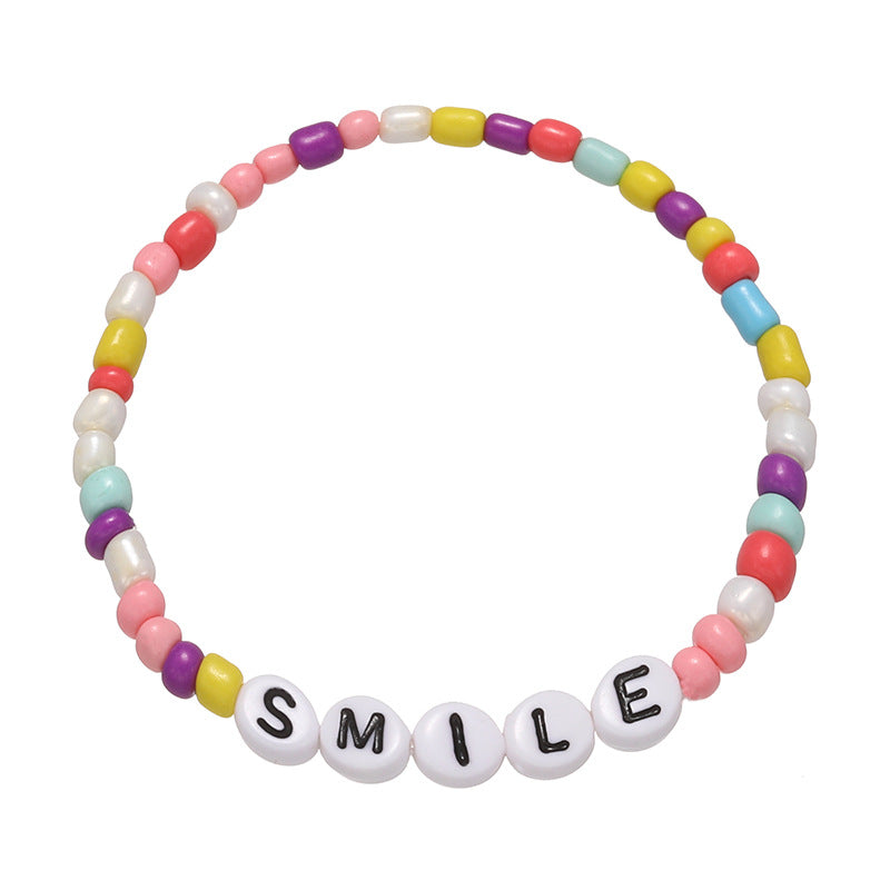 Simple Style Irregular Glass Letter Beads Kid's Bracelet Set