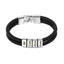 Simple Style Stainless Steel and Leather Braided Letter Bracelet for Men