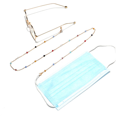 Fashion Handmade Colorful Crystal Glasses and Mask Chain