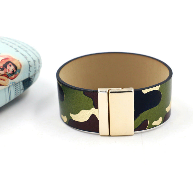 Ig Style Camouflage Pu Leather Unisex Bangle