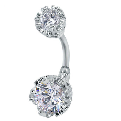 Round Zircon Belly Button Ring Piercing Jewelry