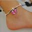 Butterfly Pendant Anklet with Colorful Gemstones for Women