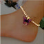 Butterfly Pendant Anklet with Colorful Gemstones for Women