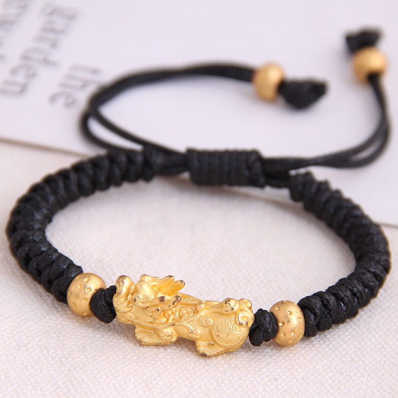 Fashion Retro Braided Men's Gold-Plated Leather Bracelet