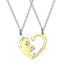 2 Piece Heart Shape Cat Stainless Steel Pendant Keychain Necklace Set