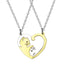 2 Piece Heart Shape Cat Stainless Steel Pendant Keychain Necklace Set