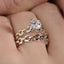 2 Piece Fashion Rhinestone Inlay Alloy Chain Women's Rings Set - Gold and Silver Tone