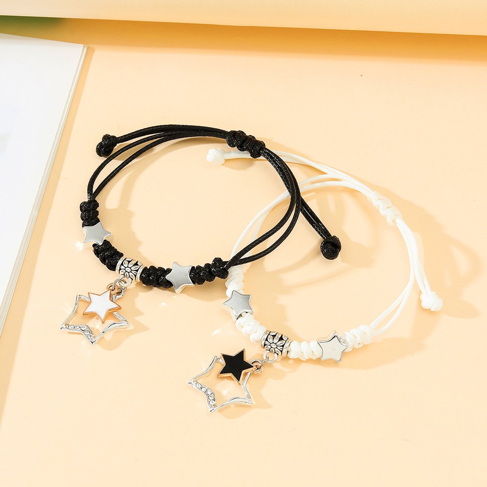 Fashion Star Alloy & Pentagram Diamond Knot Couple Bracelets Set