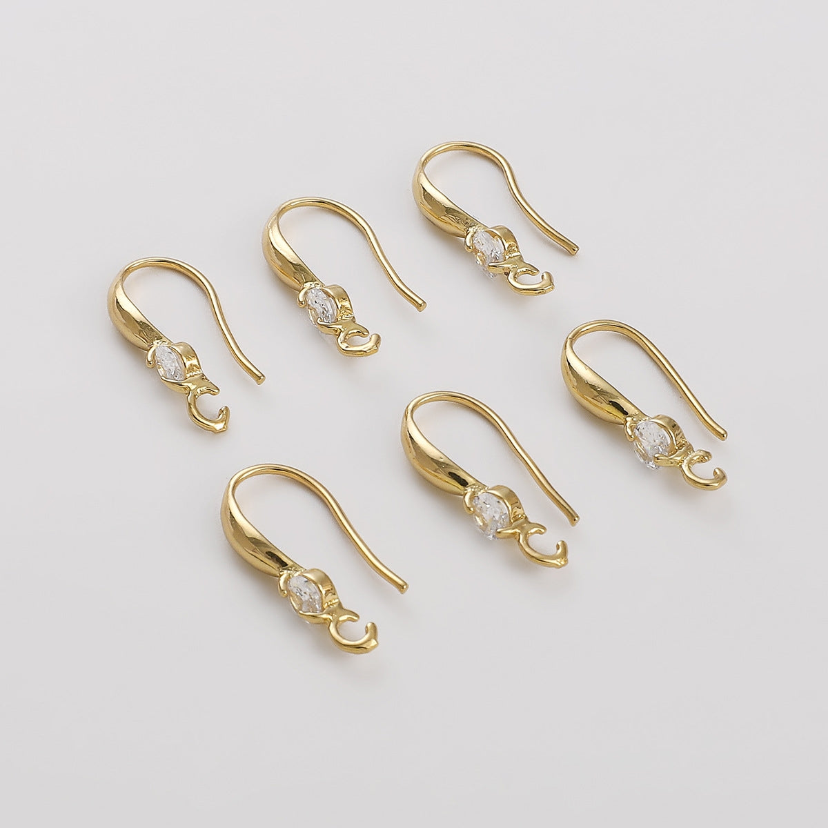 2 Piece Set 14k Gold Plated Copper Zircon Hook Earrings for DIY Jewelry Making