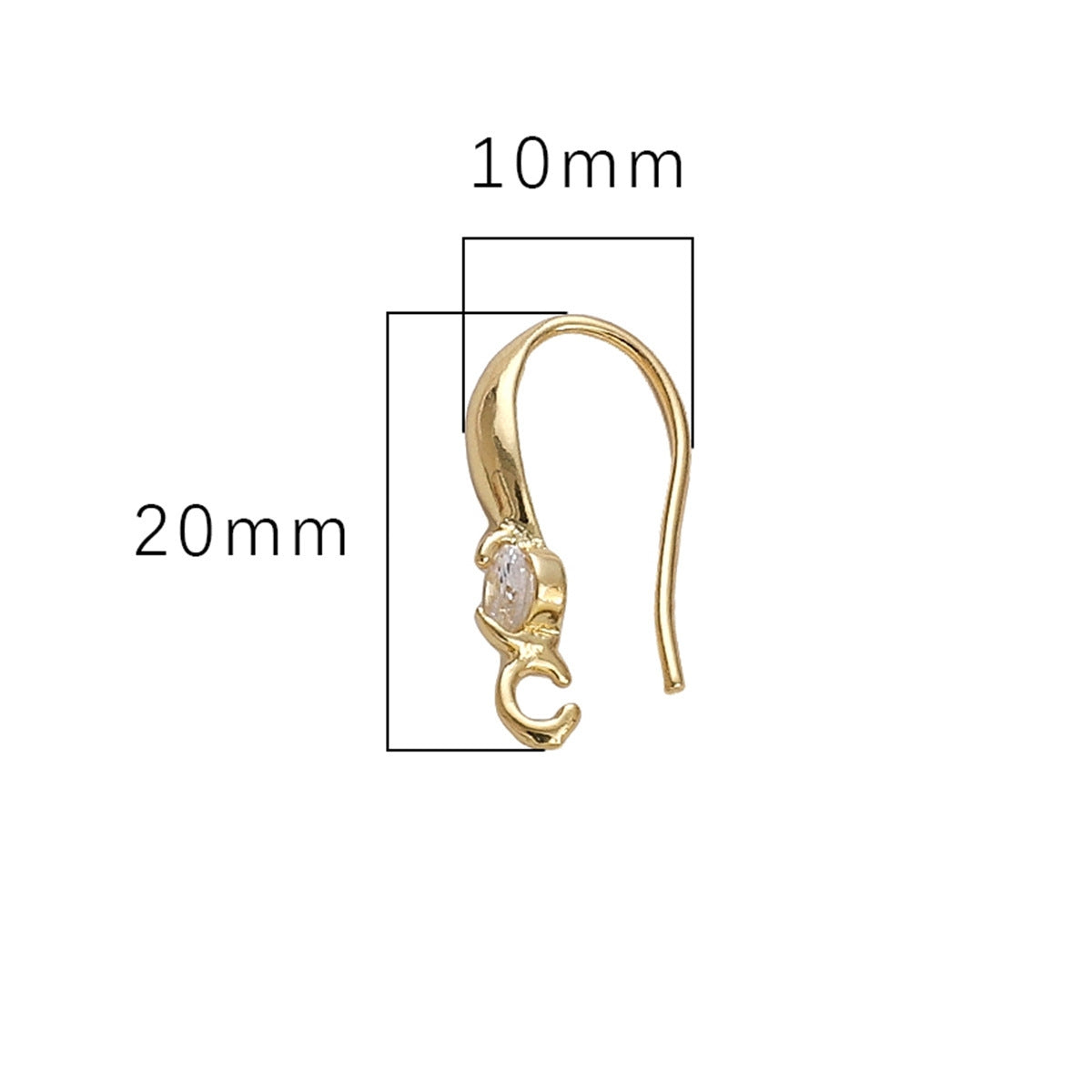 2 Piece Set 14k Gold Plated Copper Zircon Hook Earrings for DIY Jewelry Making