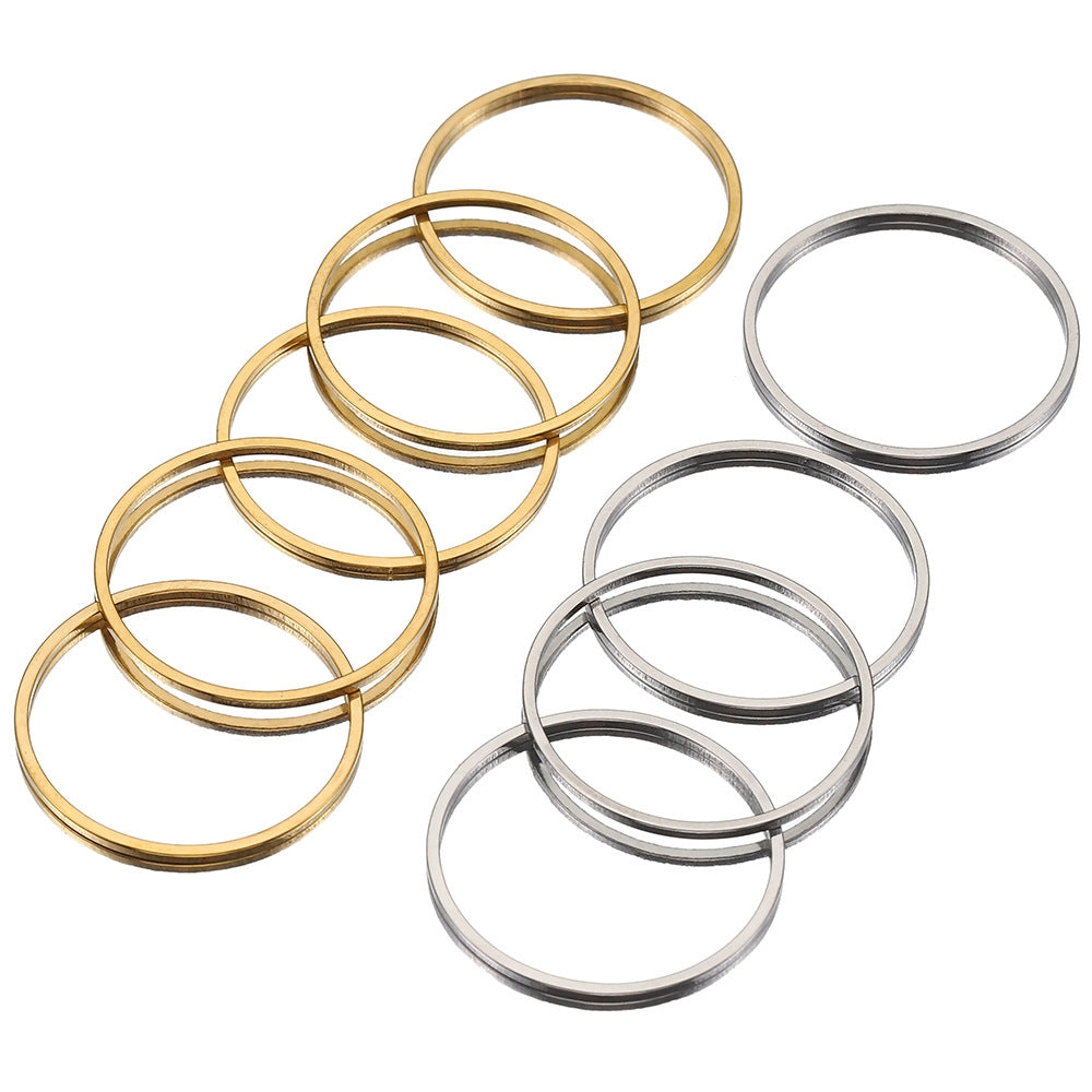 20 PCS Stainless Steel Solid Color Jewelry Buckle and Seamless Metal Hoop for DIY Accessories (8-40mm)