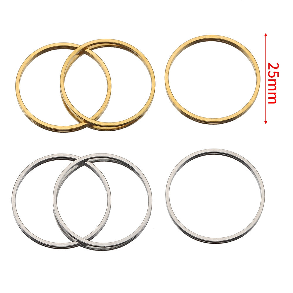 20 PCS Stainless Steel Solid Color Jewelry Buckle and Seamless Metal Hoop for DIY Accessories (8-40mm)