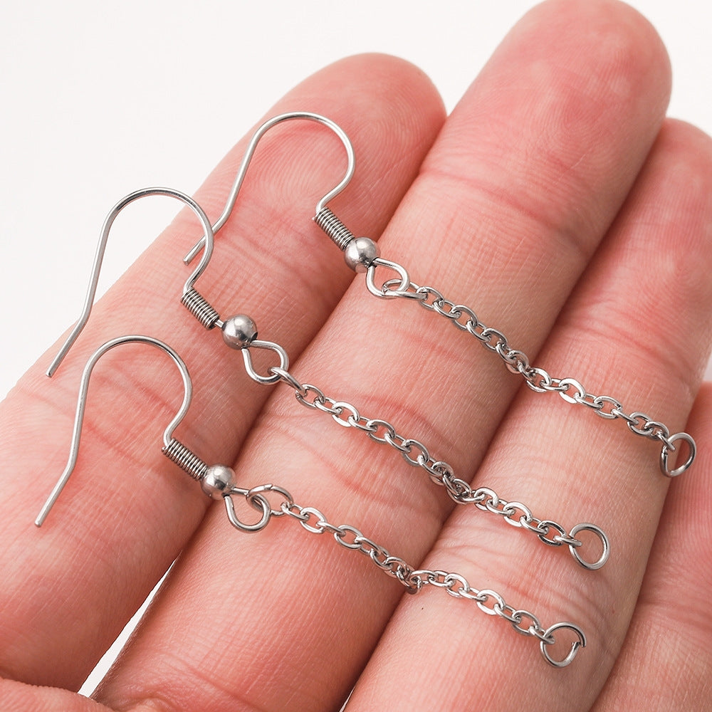 20 PCS Stainless Steel Hook Earring Findings with Extension Chain for DIY Jewelry Making