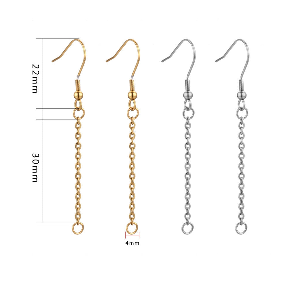 20 PCS Stainless Steel Hook Earring Findings with Extension Chain for DIY Jewelry Making