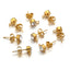 20 PCS Stainless Steel Zircon Round Earring Accessories - Simple Style Gold Plated Bead Hoop Design