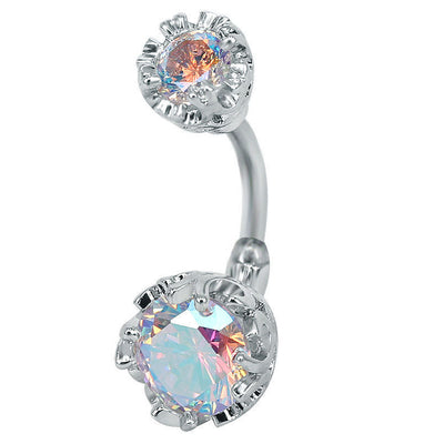 Round Zircon Belly Button Ring Piercing Jewelry