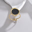 18K Gold Plated Asymmetrical Oval Shell Open Ring in Stainless Steel