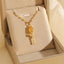 18K Gold Plated Stainless Steel Tulip Zircon Pendant Necklace