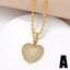 201 Stainless Steel 18K Gold Plated Heart Shape Zircon Pendant Necklace