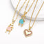 201 Stainless Steel 18K Gold Plated Heart Zircon Pendant Necklace