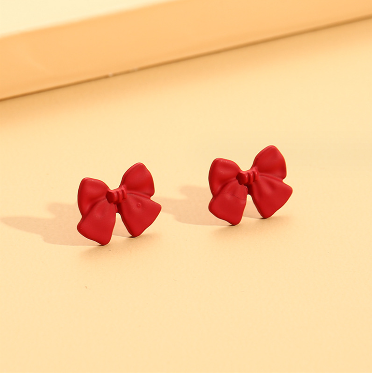 Fashion Trendy Red Love Bow Earrings