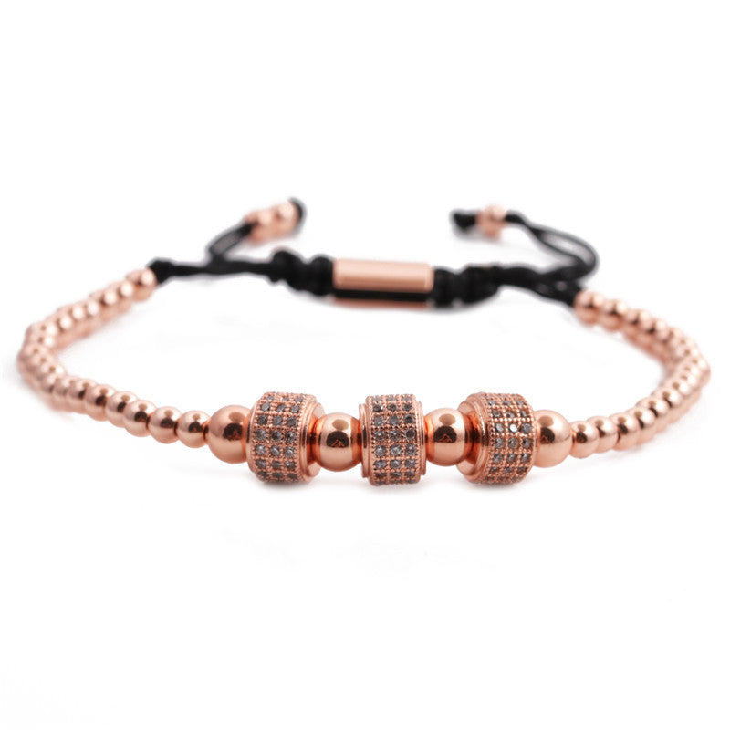 Lion Head Wheel Copper Bead Bracelet Set - Customizable Jewelry Collection