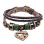 Vintage Romantic Heart Shape Leather Layered Unisex Bracelet