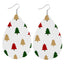 1 Pair Classic Christmas Tree Snowflake PU Leather Drop Earrings