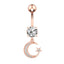 Fashion Moon and Star Zircon Stainless Steel Belly Ring