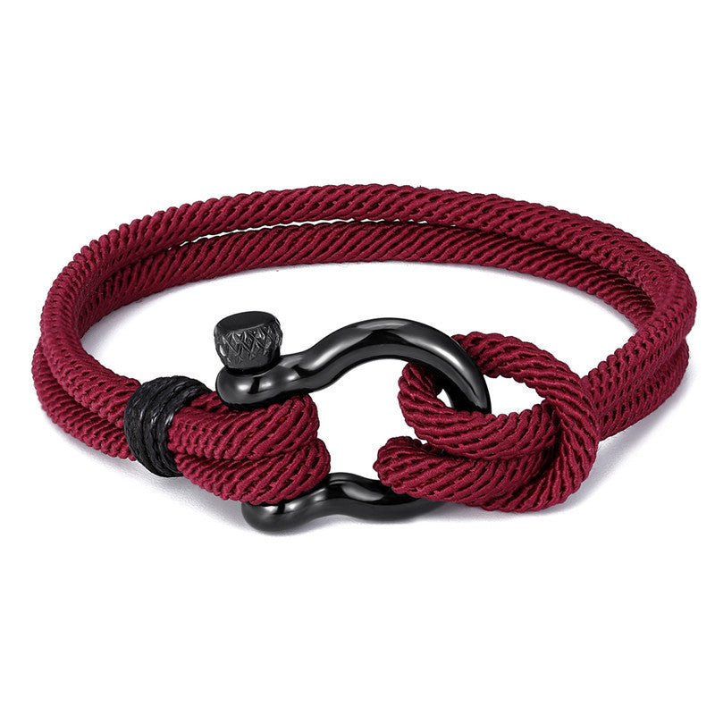 Stainless Steel Braided Men's Bracelet with Horseshoe Clasp