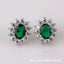 Vintage Oval Zircon Inlay White Gold Plated Ear Clips Studs