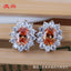 Vintage Oval Zircon Inlay White Gold Plated Ear Clips Studs