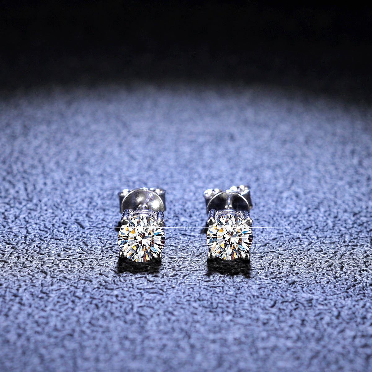 Simple Rhombus Sterling Silver Moissanite Zircon Stud Earrings