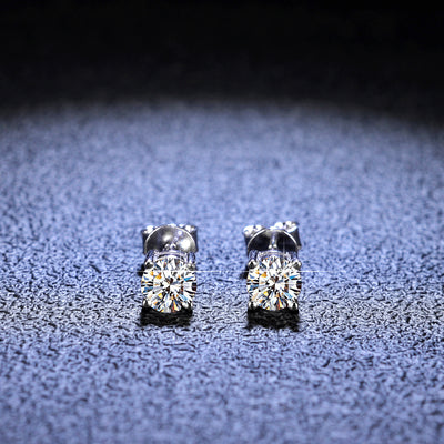 Simple Style Rhombus Sterling Silver Inlay Moissanite Zircon Ear Studs