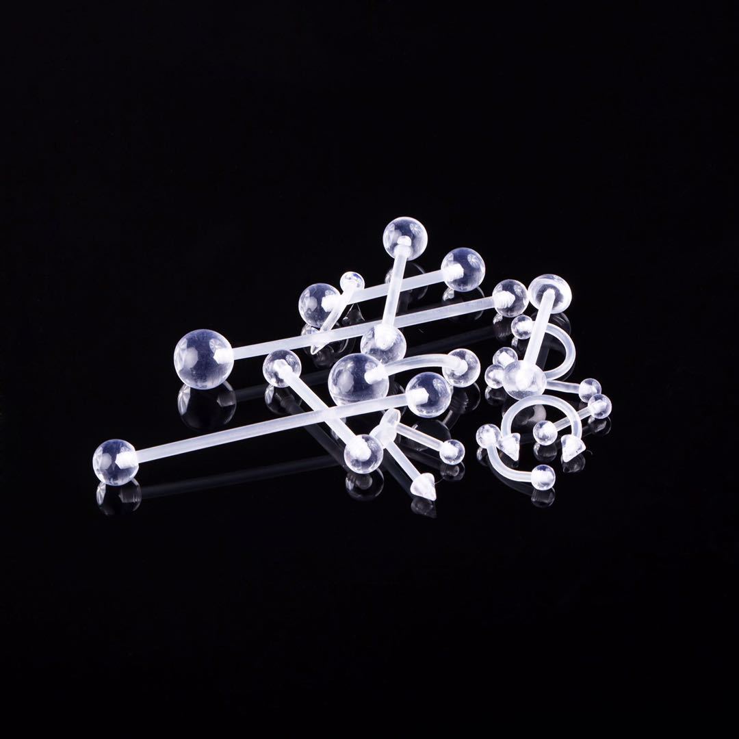 Acrylic Belly Ring and Tongue Barbell Set - 15 Pieces