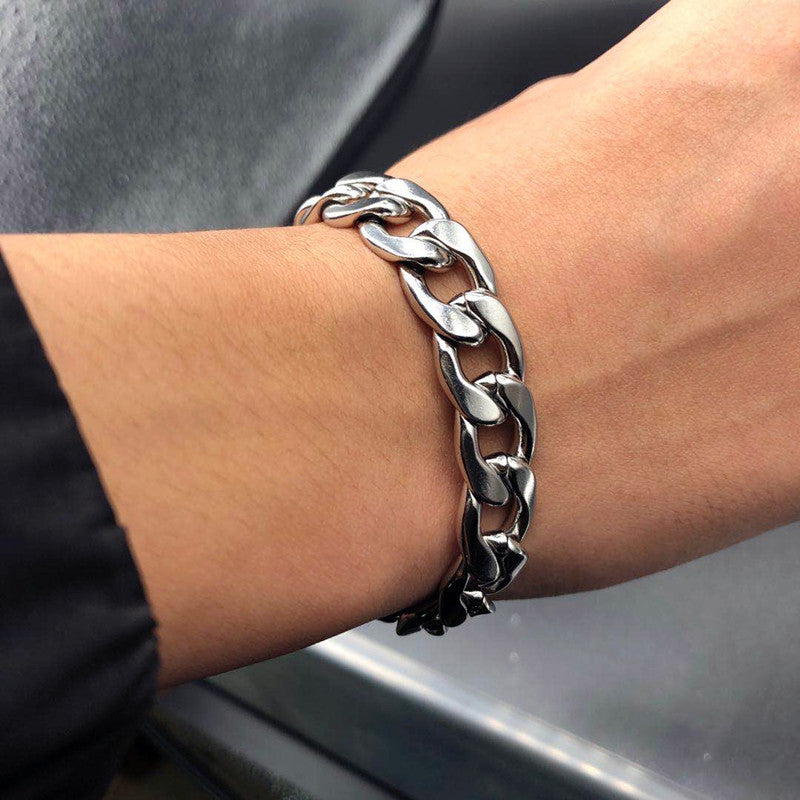 Hip-hop Stainless Steel Titanium Plated Bracelet for Men and Women