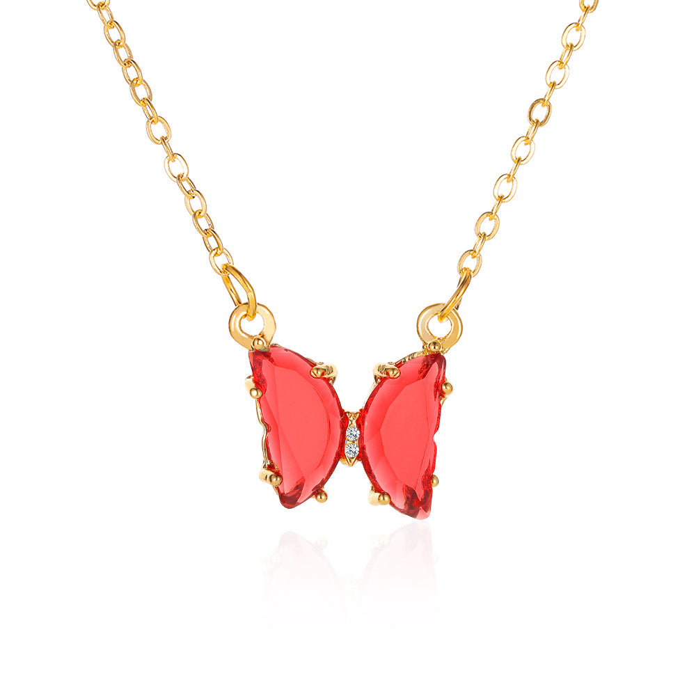 Elegant Crystal Butterfly Pendant Necklace for Women