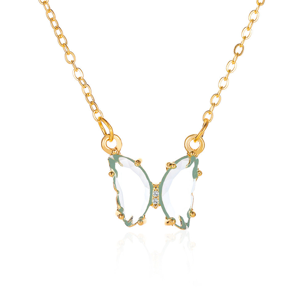 Elegant Crystal Butterfly Pendant Necklace for Women