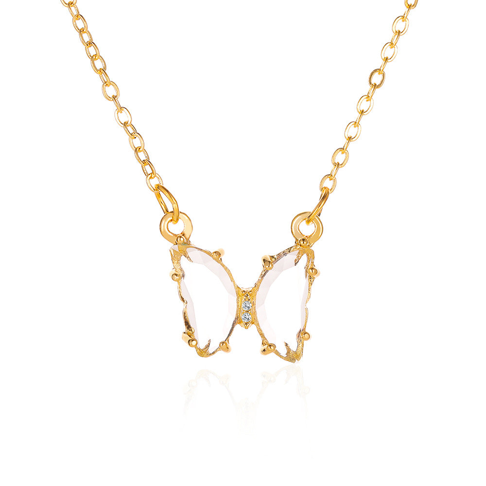 Elegant Crystal Butterfly Pendant Necklace for Women