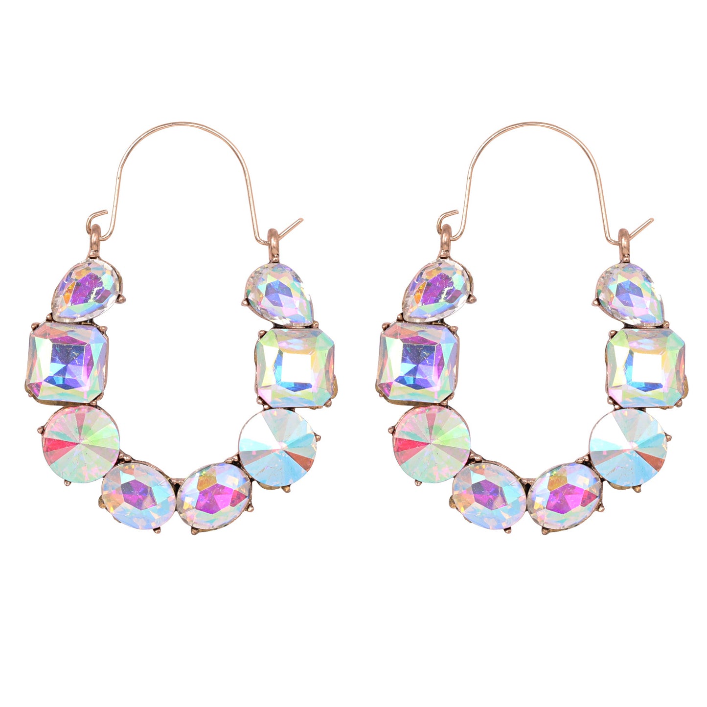 Geometric Zirconia Inlaid Statement Earrings