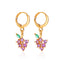 Colorful Zircon Fruit Earrings - Grape, Cherry, Pineapple, Peach, and Strawberry Design