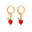 Colorful Zircon Fruit Earrings - Grape, Cherry, Pineapple, Peach, and Strawberry Design