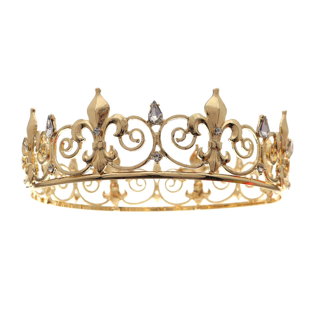 Baroque Gold Rhinestone Alloy Crown for Party and Event