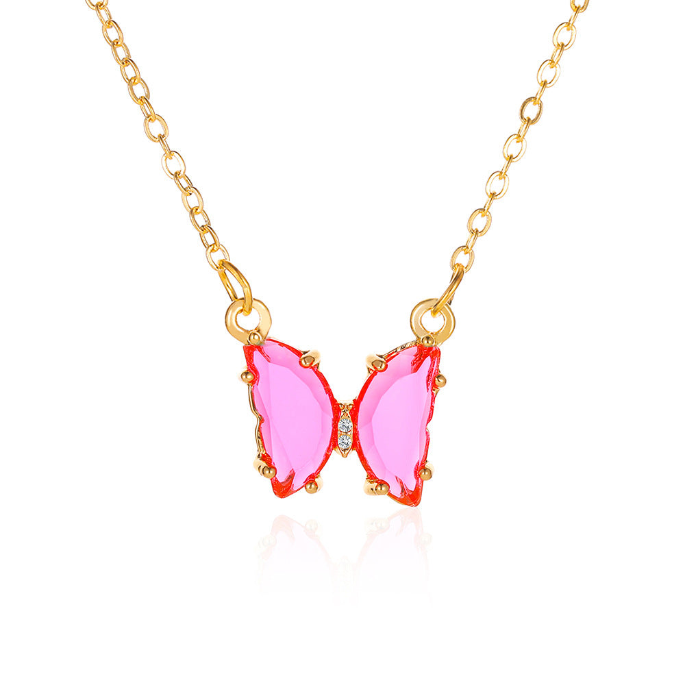 Elegant Crystal Butterfly Pendant Necklace for Women