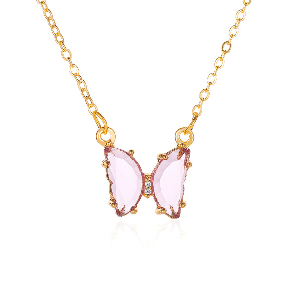 Elegant Crystal Butterfly Pendant Necklace for Women