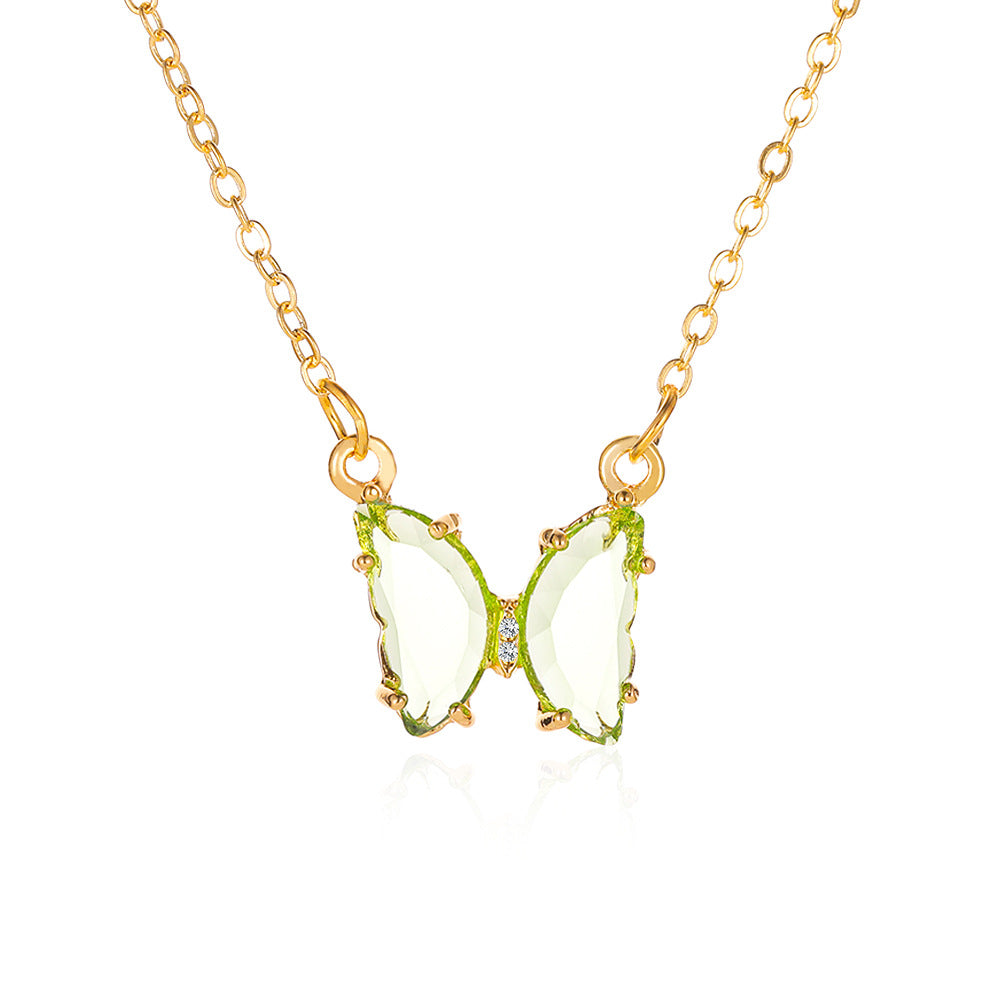 Elegant Crystal Butterfly Pendant Necklace for Women