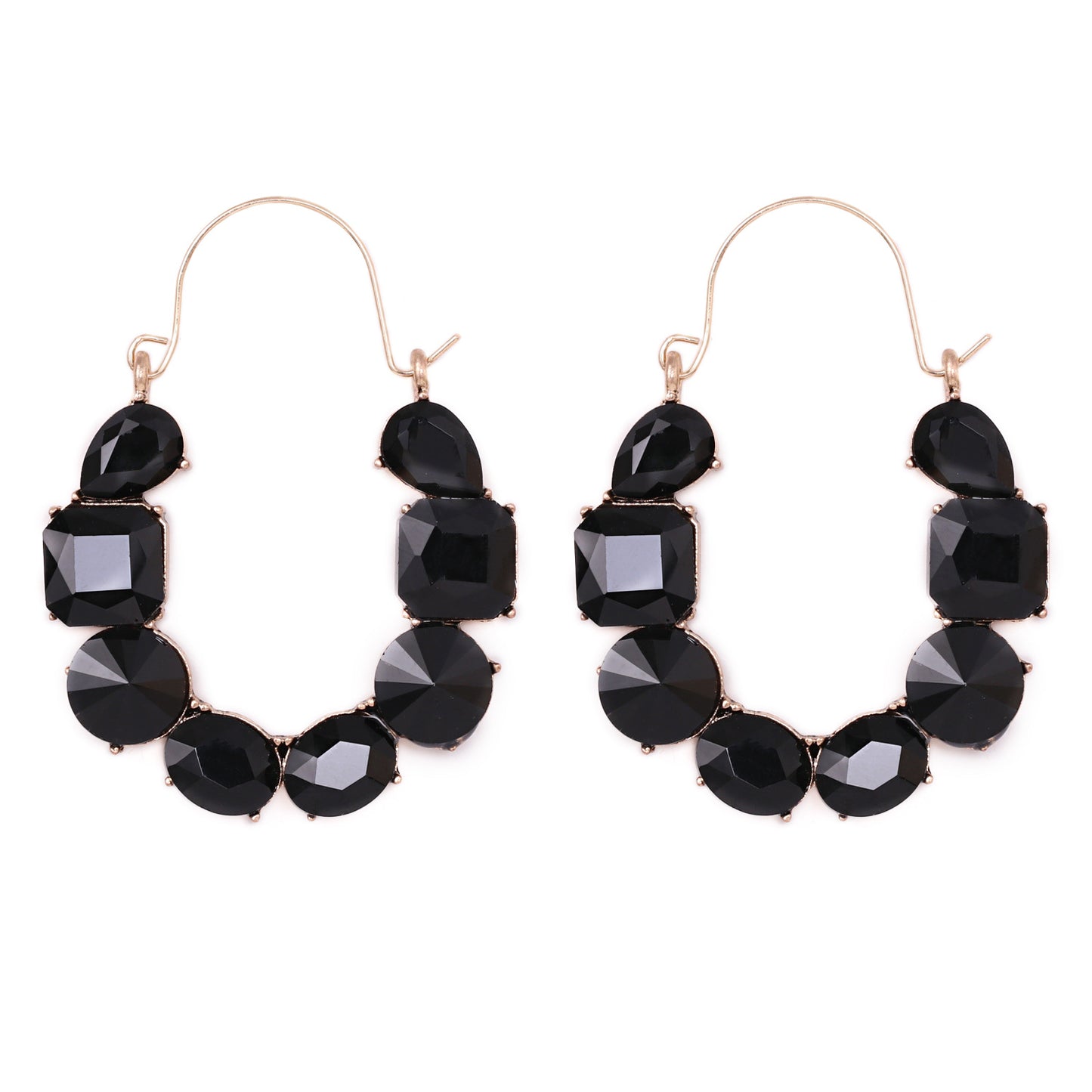 Geometric Zirconia Inlaid Statement Earrings