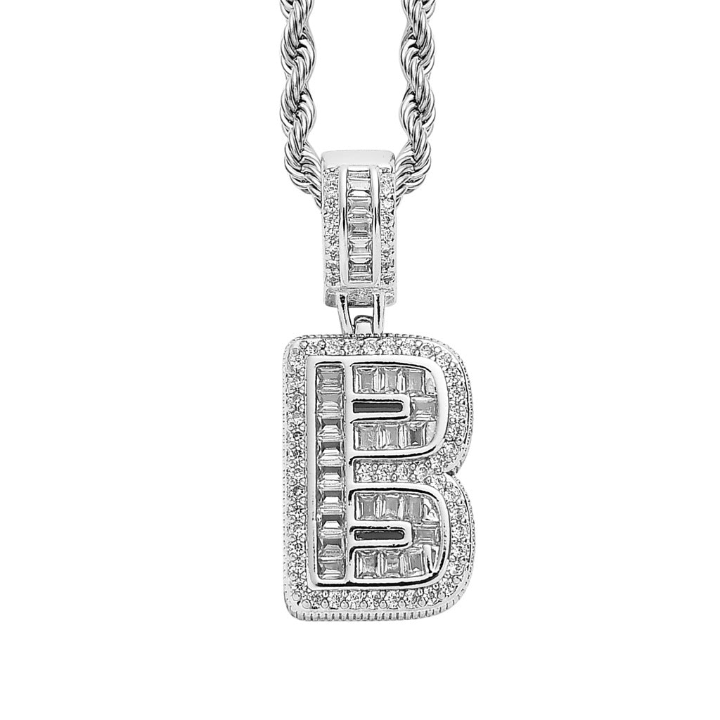 Simple Style Hip Hop Zircon Letter Pendant Necklace