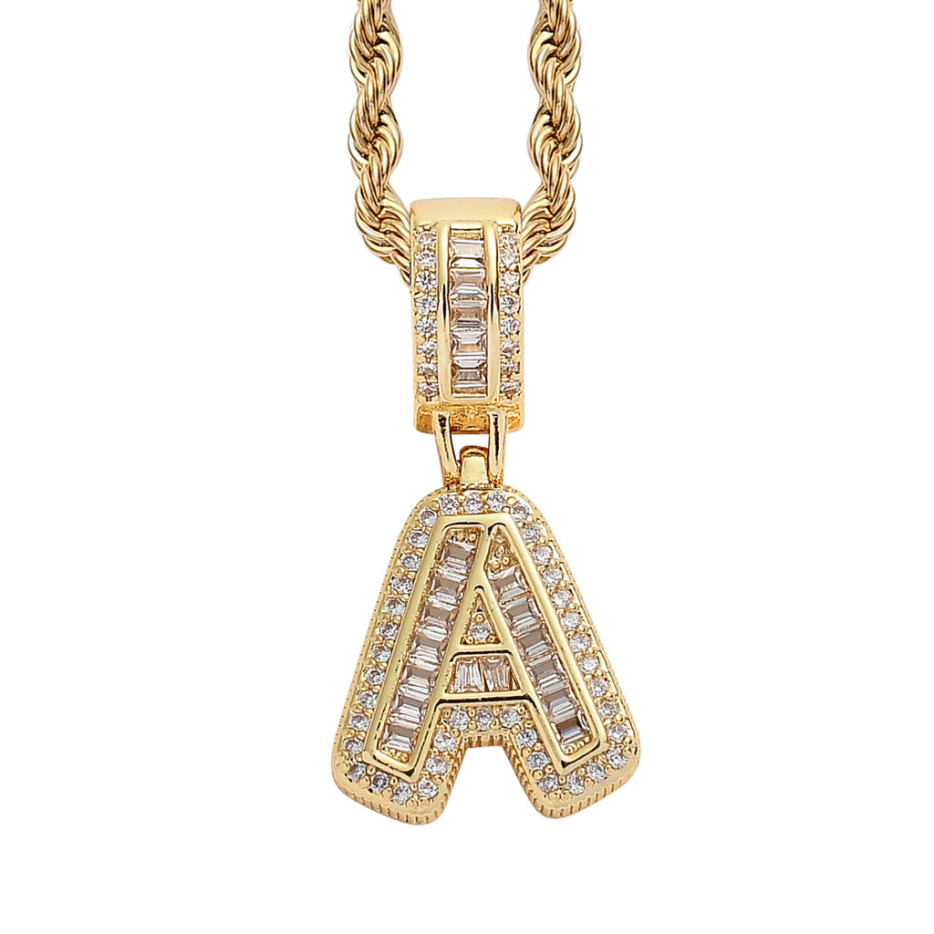 Simple Style Hip Hop Zircon Letter Pendant Necklace